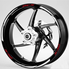 Beta Moda Hub Motosiklet Jant Şeridi Kırmızı Pcx Yazılı 3 Parçalı Beyaz Sağ-Sol/ön-Arka
