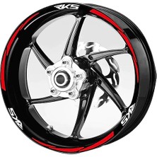 Beta Moda Hub Motosiklet Jant Şeridi Rks Beyaz Yazı Kırmızı Şerit Sağ-Sol/ön-Arka