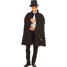 Siyah Sihirbaz Pelerini  ve Sihirbaz Şapkası  Yetişkin Boy