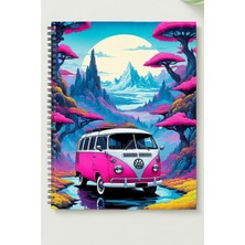 Black-One Wos. Minibüs A5 Metal Spiralli Çizgisiz Sert Kapak Wos. Minibüs Defter