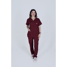 Apwexqa Tekstil Scrubs Likralı Doktor Hemşire Forma Takım