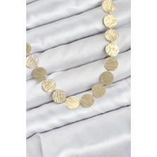 Butik Yuvarlak Plaka Model Gold Renk Kadın Kolye