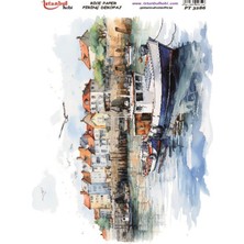 E Hobici Pirinç Dekopaj Kağıdı 30X42CM PT-3286 Deniz Vapur Manzara
