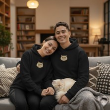 Muhtar Store Sevgililer Günü British Shorthair Kedi Figürlü Çift Hoodie Kombini