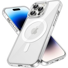 M.TK Moveteck Apple iPhone 14 Pro Max Kılıf Kamera Korumalı Magsafe Şarj Özellikli Şeffaf Silikon Darbe Korumalı Kapak