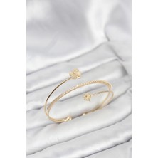 Skygo Yonca Çiçek Model Pirinç Gold Renk Kadın Bileklik