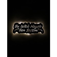 Sem Concept Aa Pilli Ledli Bu Işıltılı Hayatı Ben Seçtim Dekoratif Duvar Yazısı, Işıklı Ahşap Tablo
