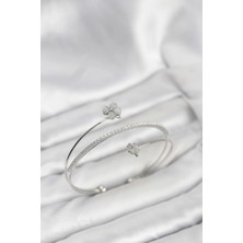 Skygo Yonca Çiçek Model Pirinç Gümüş Renk Kadın Bileklik