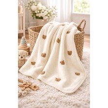 Ayıcık Nakışlı Welsoft 90*100 cm Bebek Battaniyesi