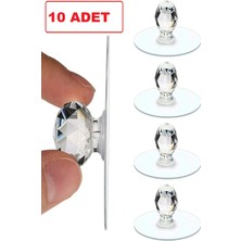 Ecovibe (10 Adet)Şeffaf Kristal Başlıklı 10'lu Yapışkanlı Kulp Dolap Çekmece Kulp Tutacak