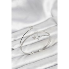 Skygo Yıldızlı Model Pirinç Gümüş Renk Kadın Bileklik