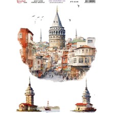 E Hobici Pirinç Dekopaj Kağıdı 30X42CM PT-4158 Galata Kulesi Kız Kulesi
