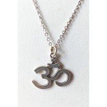Pozitif Doğal Taş Om Ohm Sembolü Metal Kolye 676