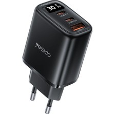 Yesido YC69 Dijital Göstergeli 1 Adet 30W USB ve 2 Adet 30W Type-C Çıkışlı Pd Hızlı Şarj Cihazı