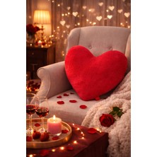 Türkühome Sevgililer Günü Özel Kalp Şeklinde Dekoratif Kırlent | Sade