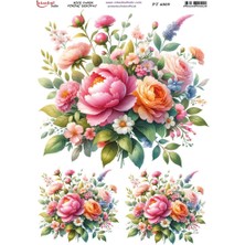 E Hobici Pirinç Dekopaj Kağıdı 30X42CM PT-4089 Çiçek