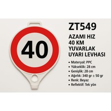 Zeplin Azami Hız 40 km Yuvarlak Uyarı Levhası