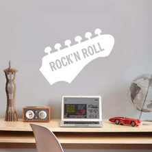 Beta Moda Hub Rock'n Roll Music Dekoratif Genç Odası Duvar Sticker, Çıkartma Beyaz