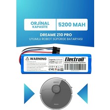 Electroll Dreame Z10 Pro Uyumlu Batarya (ORJİNAL KAPASİTE) 5200mah Pil Robot Süpürge Batarya Değişimi