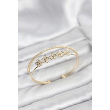 Skygo Çiçek Model Pirinç Gold Renk Kadın Bileklik