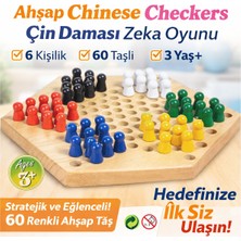 Direkstoktan Ahşap Chinese Checkers (Çin Daması) Zeka Oyunu – 6 Kişilik – 60 Taş/ Ahşap Hexagon Çin Daması ve Solo Test