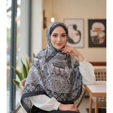 Revam Collection Retro Desen Pamuk Şal Siyah Beyaz