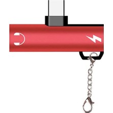 FRY Anahtarlık USB Type C 3.5mm Kulaklık ve Şarj Dönüştürücü Başlık ADAPTÖR-(5775)