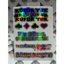 Hologram Kart Araba Arka Cam Yazıları 1 Adet Hologramlı Yeni Model