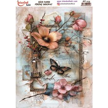E Hobici Pirinç Dekopaj Kağıdı 30X42CM PT-117 Çiçek Kelebek