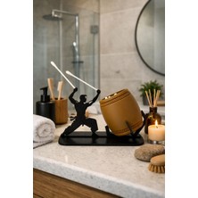 Novatech İnovasyon Samuray Figürlü Dekoratif Kulak Çubuğu Tutucu Dekoratif & Fonksiyonel Banyo Dekorasyonu Banyo Organizeri