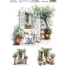 E Hobici Koyu Zemin Sulu Transfer Kağıdı 25X35CM KST-256 Masa Sandalye Çiçek