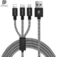 FRY Dux Ducıs 3in1 USB Type C-Iphone ve Mikro Kopmaz USB Kablo Hızlı ŞARJ-(5775)