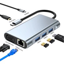 FRY Ally 7in1 USB 3.0 + HDMI + RJ45 + Type-C Hub Adaptör Çevirici Dock STATION-(5775)