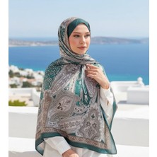 Revam Collection Retro Desen Pamuk Şal Zümrüt Yeşili