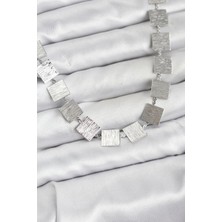 Skygo Kare Plaka Model Gümüş Renk Kadın Kolye