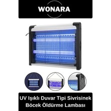 Wonara Premium Güçlü Ultraviyole Işıklı Ev Duvar Tipi Haşere Böcek Öldürme Lambası Sinek Sivrisinek Tuzağı