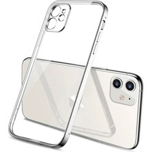 FRY iPhone 11 6.1inç Renkli Kenar Şeffaf Kılıf Kamera Korumalı Silikon KILIF-(5775)