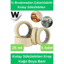 Wonara #krepkağıt Isıya Dayanıklı Iz Bırakmadan Çıkartılabilir Kolay Sökülebilen Maskeleme Boya Bant 5 Adet
