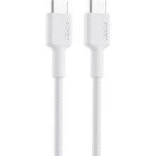 Aukey CBCD45WH Pd Naylon Örgülü Typec Typec Şarj Kablosu 0.9mt