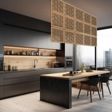 Makta ® Perde Paravan | Lazer Kesim Ahşap Sarkıt Seperatör, 4'lü Panel Levha Seti