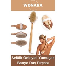 Wonara #banyofırça Ahşap Sap Peeling %100 Doğal Selülit Önleyici Yumuşak Vücut Masaj At Kılı Banyo Fırçası