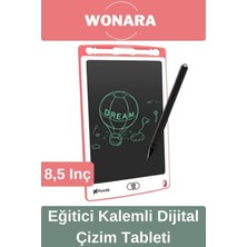 Wonara Deluxe Elektronik Grafik Yazma Tahtası Kalemli Silinebilir Not Çizim Panosu Eğitici Tablet 8,5 Inç