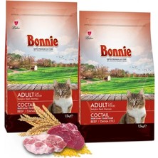 Bonnie Renkli Taneli Dana Etli Yetişkin Kedi Maması 1,5 kg x 2 Adet