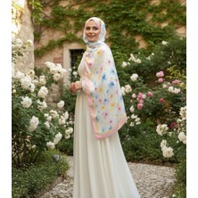 Revam Collection Retro Desenli Pamuk Şal Mena Serisi Pembe Mavi Çiçek