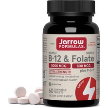 Jarrow Formulas Methyl B-12 Maximum Strength Cherry 5,000 Mcg, Methylcobalamin Metilkobalamin B12 & Methyl Folate B₆ (As Pyridoxal 5-Phosphatehigh Qualty Folate 5mthf-Methyltetrahydrofolate Glucosamine Salt)