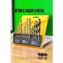 Nirvado Shop Hsnet Matkap Ucu Seti- Beton Metal Ahşap Matkap Ucu Drill Bits Set 16 Lı Set