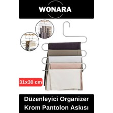 Wonara #askılık Çok Katlı Dolap Içi Kaymaz Alan Kazandıran Düzenleyici Paslanmaz Krom Pantolon Eşarp Askısı