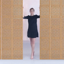 Makta ® Perde Paravan | Lazer Kesim Ahşap Sarkıt Seperatör, 4'lü Panel Levha Seti