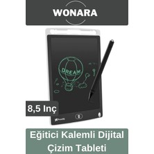 Wonara Deluxe Elektronik Grafik Yazma Tahtası Kalemli Silinebilir Not Çizim Panosu Eğitici Tablet 8,5 Inç