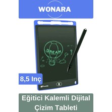 Wonara Deluxe Elektronik Grafik Yazma Tahtası Kalemli Silinebilir Not Çizim Panosu Eğitici Tablet 8,5 Inç